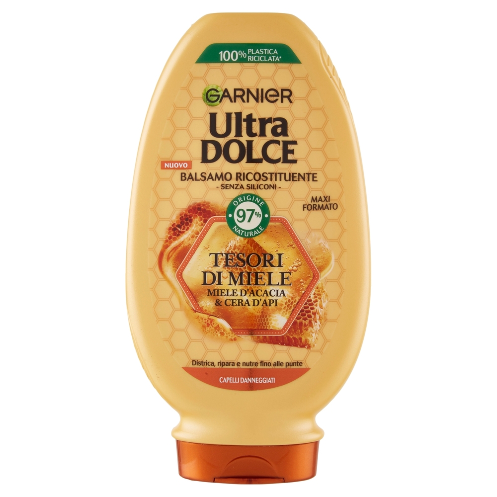 Garnier Ultra Dolce Balsamo Tesori di Miele con Pappa reale,rinforza e nutre i capelli fragili 250ml